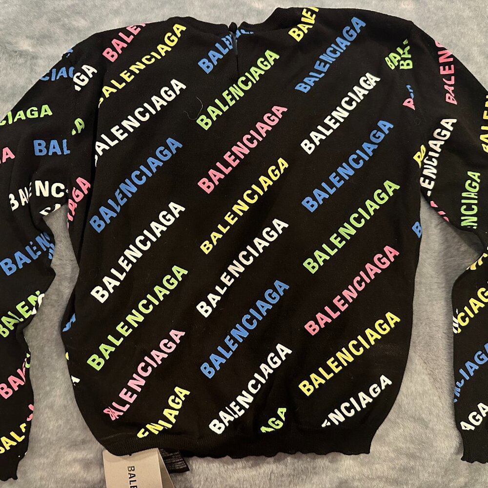 Balenciaga Multicolor Allover Logo Sweater - XS - NWT
